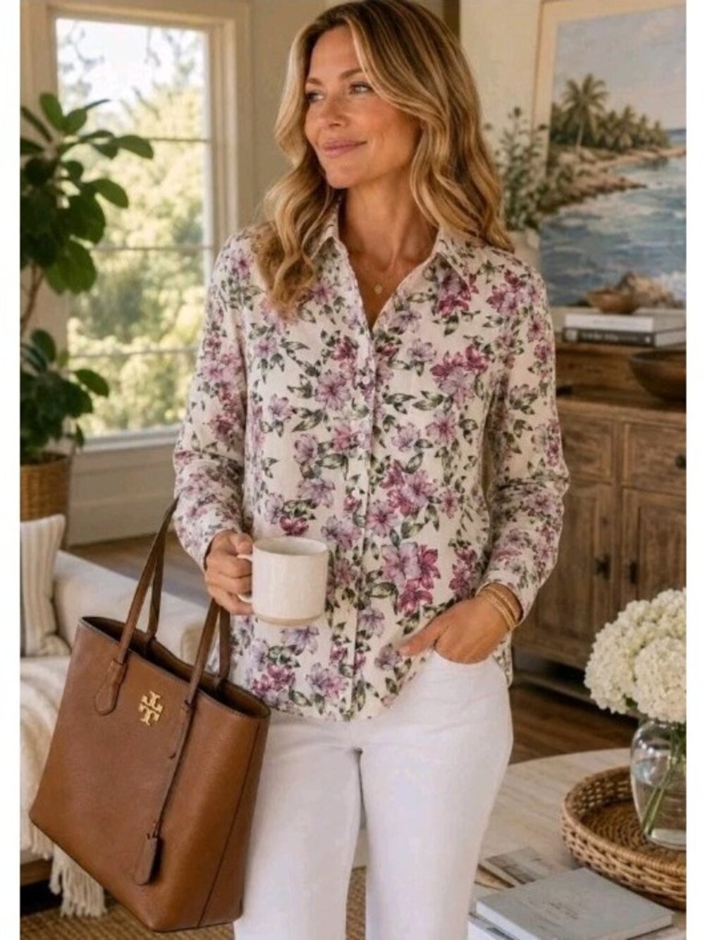 Tommy Bahamas Womens Corduroy Shirt Floral  Casual School Work Pocket Size L